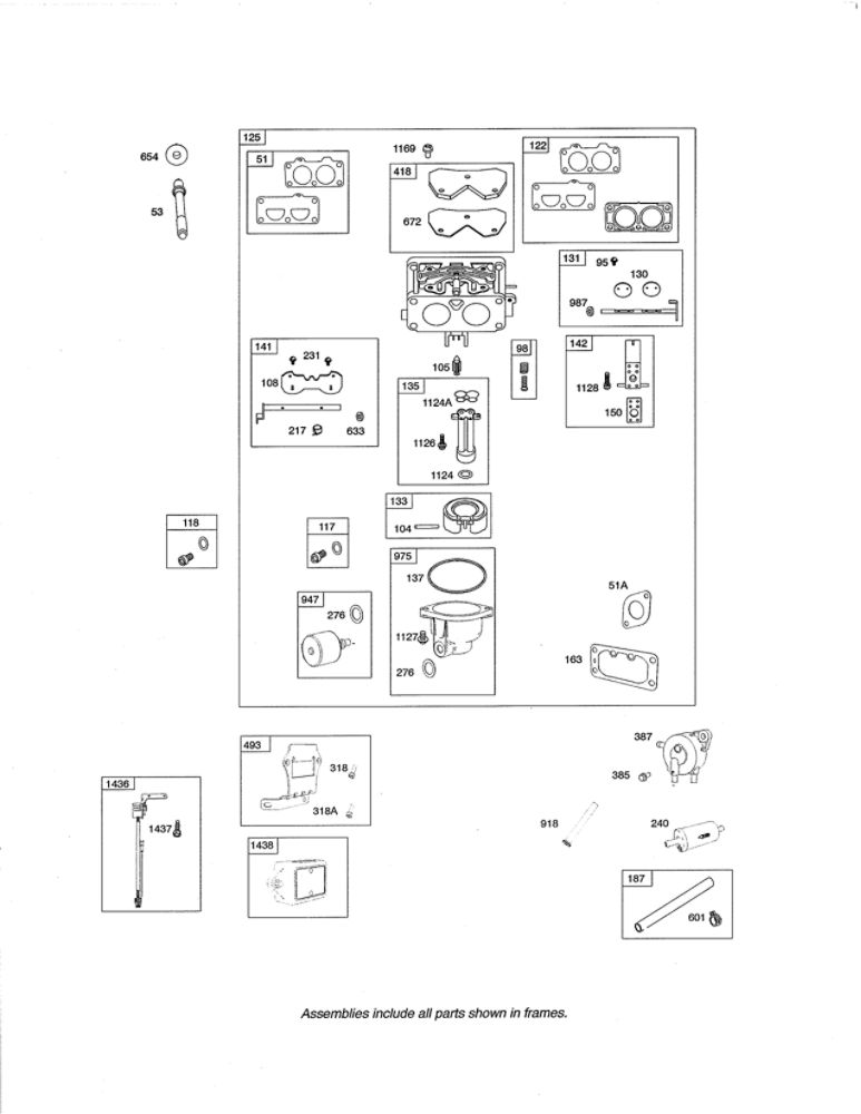 Carburetor Diagram and Parts List for 48M877-5111-G5  Briggs and Stratton Engine